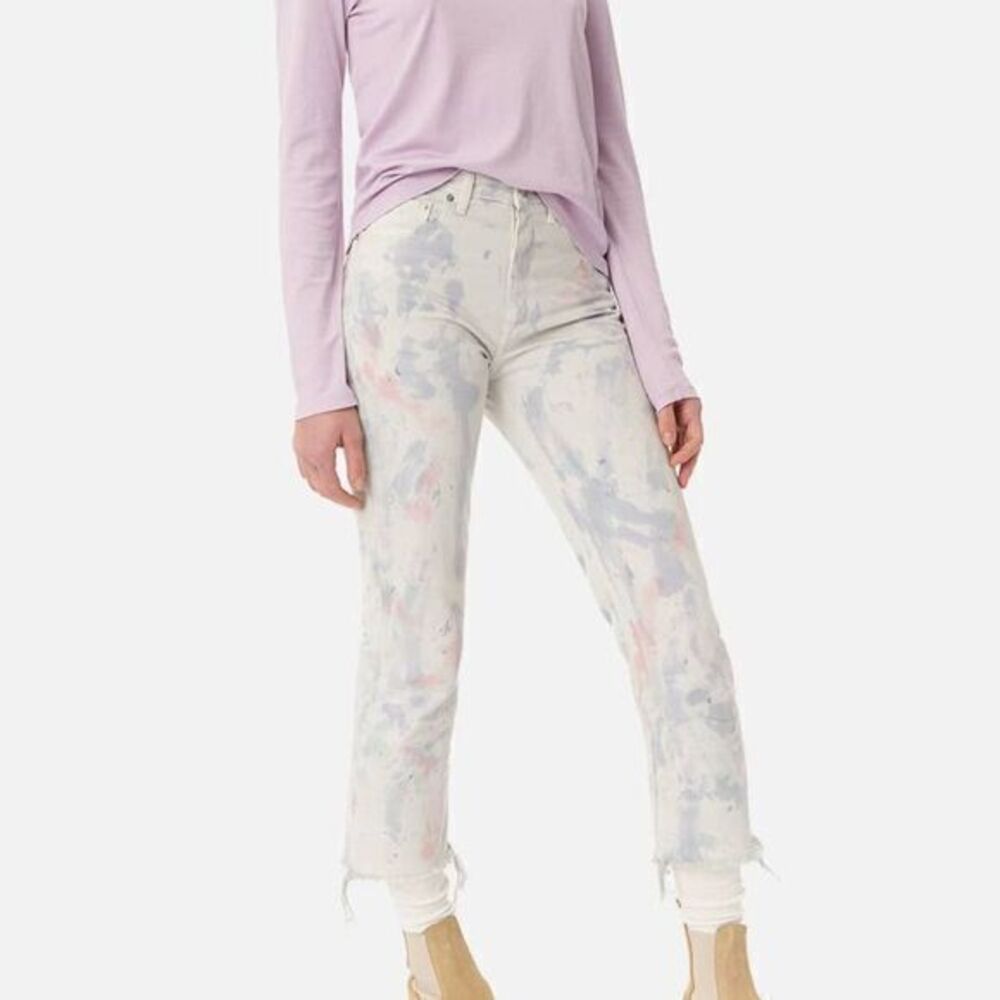 JOHN ELLIOTT NWT Cropped Straight Leg Splatter Jeans SIZE 25
